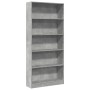 Engineered wood bookshelf in concrete gray, 80x24x176 cm by , Bookcases and shelves - Ref: Foro24-857856, Price: 77,23 €, Dis...