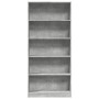 Engineered wood bookshelf in concrete gray, 80x24x176 cm by , Bookcases and shelves - Ref: Foro24-857856, Price: 77,23 €, Dis...