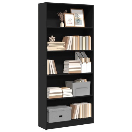 Engineered wood bookshelf black 80x24x176 cm by , Bookcases and shelves - Ref: Foro24-857854, Price: 81,54 €, Discount: %