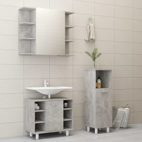 Conjunto de muebles de baño 3 piezas aglomerado gris hormigón de vidaXL, Muebles de baño - Ref: Foro24-3056947, Precio: 157,6...