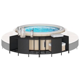 Storage shelves for 2 black PE rattan hot tubs by , Pool and spa accessories - Ref: Foro24-365620, Price: 144,55 €, Discount: %