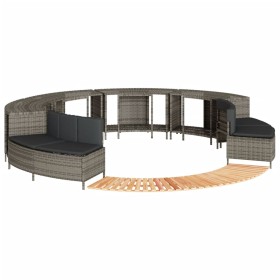 Acacia wood and gray synthetic rattan whirlpool