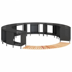 Acacia wood and black synthetic rattan whirlpool bathtub edge by , Pool and spa accessories - Ref: Foro24-3270639, Price: 485...