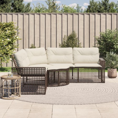 Gartensofa in L-Form mit Kissen und Fußhocker aus braunem PE-Rattan. von , Outdoor-Sofas - Ref: Foro24-365894, Preis: 346,10 ...