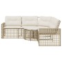 L-shaped garden sofa with beige PE rattan cushions and footstool by , Outdoor sofas - Ref: Foro24-365896, Price: 346,10 €, Di...