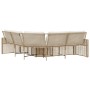 L-shaped garden sofa with beige PE rattan cushions and footstool by , Outdoor sofas - Ref: Foro24-365896, Price: 346,10 €, Di...