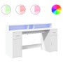 Engineered wood white desk with LED light 160x55x91 cm by , Desks - Ref: Foro24-3309429, Price: 196,38 €, Discount: %