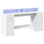 Engineered wood white desk with LED light 160x55x91 cm by , Desks - Ref: Foro24-3309429, Price: 196,38 €, Discount: %