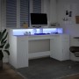 Engineered wood white desk with LED light 160x55x91 cm by , Desks - Ref: Foro24-3309429, Price: 196,38 €, Discount: %