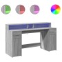 Engineered wood gray Sonoma 160x55x91 cm desk with LED lighting by , Desks - Ref: Foro24-3309434, Price: 207,54 €, Discount: %