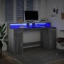 Escritorio con LED madera ingeniería gris sonoma 160x55x91 cm de , Escritorios - Ref: Foro24-3309434, Precio: 189,59 €, Descu...