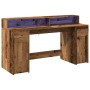 Desk with aged engineered wood and LED lights 160x55x91 cm by , Desks - Ref: Foro24-3309436, Price: 183,86 €, Discount: %