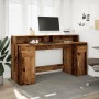 Desk with aged engineered wood and LED lights 160x55x91 cm by , Desks - Ref: Foro24-3309436, Price: 183,86 €, Discount: %