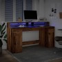 Desk with aged engineered wood and LED lights 160x55x91 cm by , Desks - Ref: Foro24-3309436, Price: 183,86 €, Discount: %