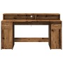 Desk with aged engineered wood and LED lights 160x55x91 cm by , Desks - Ref: Foro24-3309436, Price: 183,86 €, Discount: %