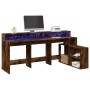 Desk with LED lighting, engineered smoked oak wood, 200x104x91cm by , Desks - Ref: Foro24-3309469, Price: 191,71 €, Discount: %