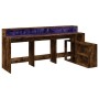 Desk with LED lighting, engineered smoked oak wood, 200x104x91cm by , Desks - Ref: Foro24-3309469, Price: 191,71 €, Discount: %