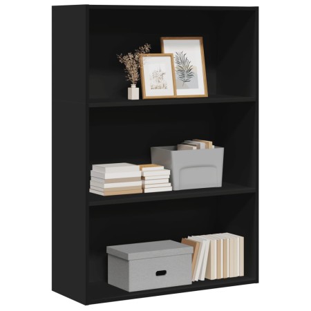 Engineered wood black shelf 80x30x114 cm by , Bookcases and shelves - Ref: Foro24-857932, Price: 65,84 €, Discount: %