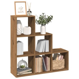 Oak artisan 3-level wooden divider bookcase