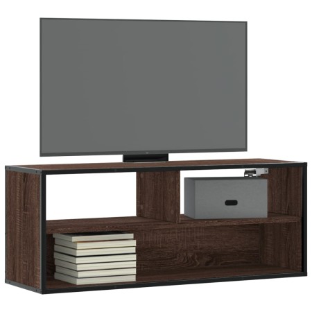 TV-Möbel aus Ingenieurholz und Metall in Eichenbraun, 100x31x39,5 cm. von , TV-Möbel - Ref: Foro24-848938, Preis: 66,32 €, Ra...