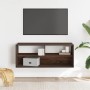 Mueble TV madera ingeniería y metal marrón roble 100x31x39,5 cm de , Muebles TV - Ref: Foro24-848938, Precio: 66,32 €, Descue...