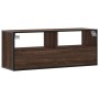 Mueble TV madera ingeniería y metal marrón roble 100x31x39,5 cm de , Muebles TV - Ref: Foro24-848933, Precio: 105,10 €, Descu...