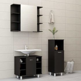 3-piece black engineered wood bathroom furniture set by vidaXL, Bathroom furniture - Ref: Foro24-3056944, Price: 163,23 €, Di...