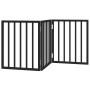 Folding dog gate with 3 panels, made of black poplar wood, 150 cm. by , Dog kennels and fences - Ref: Foro24-352188, Price: 3...