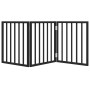 Folding dog gate with 3 panels, made of black poplar wood, 150 cm. by , Dog kennels and fences - Ref: Foro24-352188, Price: 3...