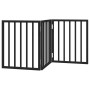 Folding dog gate with 3 panels, made of black poplar wood, 150 cm. by , Dog kennels and fences - Ref: Foro24-352188, Price: 3...