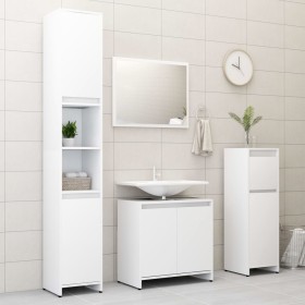 White engineered wood 4-piece bathroom furniture set by vidaXL, Bathroom furniture - Ref: Foro24-3056889, Price: 170,74 €, Di...