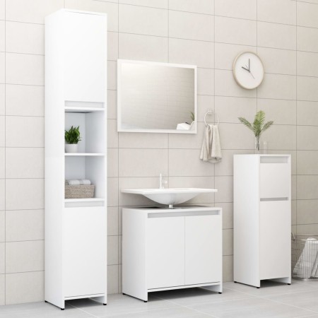 White engineered wood 4-piece bathroom furniture set by vidaXL, Bathroom furniture - Ref: Foro24-3056889, Price: 168,46 €, Di...