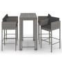 Set muebles bar jardín 5 piezas y cojines ratán sintético gris de vidaXL, Conjuntos de jardín - Ref: Foro24-3094785, Precio: ...