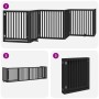 Folding dog gate with 6 panels, made of black poplar wood, 480 cm. by , Dog kennels and fences - Ref: Foro24-3155685, Price: ...