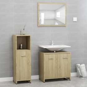 3-piece bathroom furniture set engineered wood Sonoma oak by vidaXL, Bathroom furniture - Ref: Foro24-3056910, Price: 101,99 ...