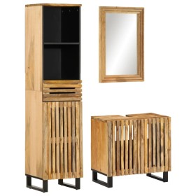 3-piece bathroom furniture set made of solid rough mango wood by , Bathroom furniture - Ref: Foro24-3217089, Price: 351,52 €,...