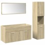 Set de muebles de baño 3 pzas madera contrachapada roble Sonoma de , Muebles de baño - Ref: Foro24-3324994, Precio: 134,21 €,...