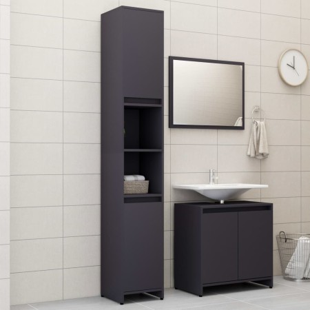 Gray chipboard 3-piece bathroom furniture set by vidaXL, Bathroom furniture - Ref: Foro24-3056936, Price: 215,99 €, Discount: %