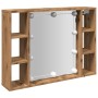 Mirror and LED wooden engineered oak artisan furniture 76x15x55cm by , Closets and storage - Ref: Foro24-857002, Price: 76,86...