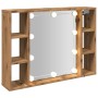 Mirror and LED wooden engineered oak artisan furniture 76x15x55cm by , Closets and storage - Ref: Foro24-857002, Price: 76,86...