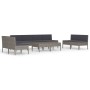 Set de muebles de jardín 10 pzas y cojines ratán sintético gris de vidaXL, Conjuntos de jardín - Ref: Foro24-3056980, Precio:...