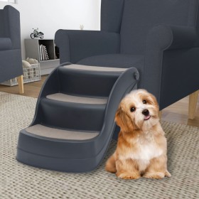 Escalera para perros plegable de 3 peldaños gris oscuro de , Escalones y rampas para mascotas - Ref: Foro24-171174, Precio: 4...