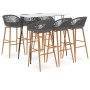 High table and 7-piece bar stools set in white and gray. | Foro24|Onlineshop| Casa, Jardín y Más Foro24.es