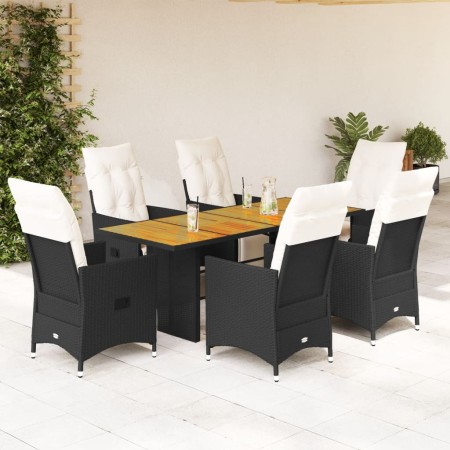 Set de comedor de jardín 7 pzas y cojines ratán sintético negro de , Conjuntos de jardín - Ref: Foro24-3276861, Precio: 818,6...