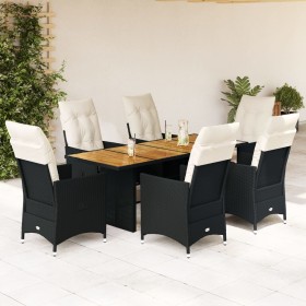 7-piece garden dining set with black synthetic