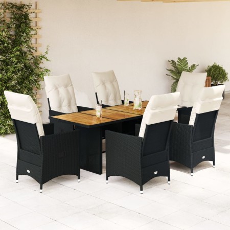 Set de comedor de jardín 7 pzas y cojines ratán sintético negro | Foro24|Onlineshop| Casa, Jardín y Más Foro24.es