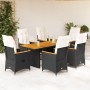 7-piece garden dining set with black synthetic rattan cushions by , Garden sets - Ref: Foro24-3276840, Price: 829,04 €, Disco...