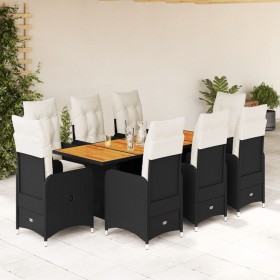 Garden table and chairs set 9 pieces with black