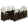 Garden table and chairs set, 9 pieces with brown PE rattan cushions. | Foro24|Onlineshop| Casa, Jardín y Más Foro24.es