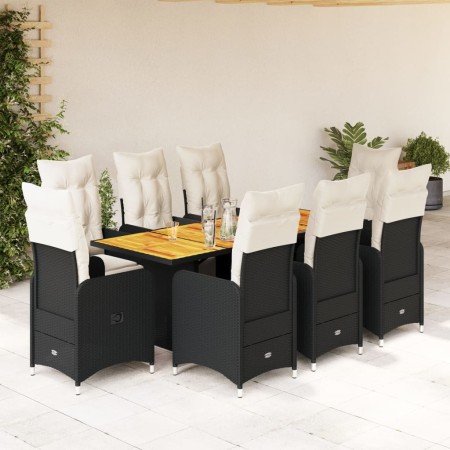 Garden table and chairs set 9 pieces with black PE rattan cushions by , Garden sets - Ref: Foro24-3277134, Price: 1,00 €, Dis...